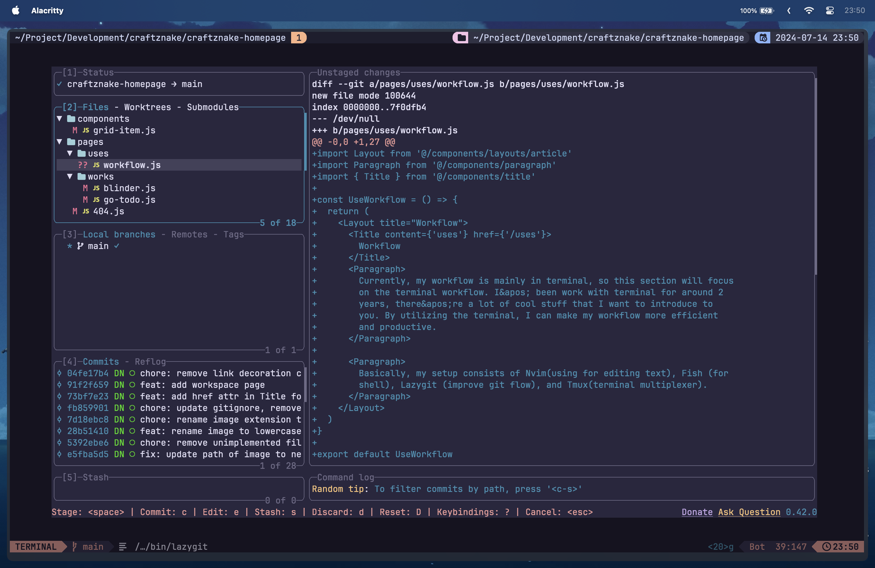 nvim lazygit